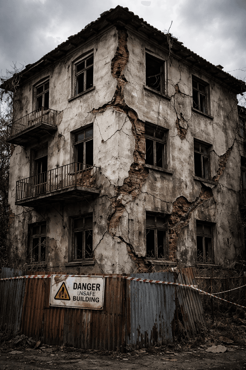 צו בית מסוכן – מבנה ישן עם סדקים בקירות